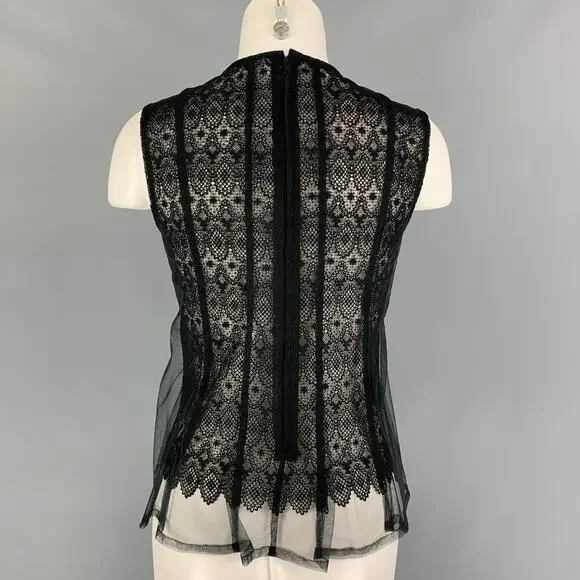 NOIR KEI NINOMIYA Size M Black Tulle Sleeveless Dress Top - Picture 3 of 4